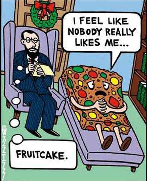 Funny christmas image no one likes fruitcake