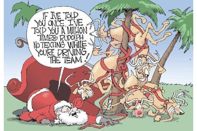 Rudolph Santa Crash Texting and Driving image