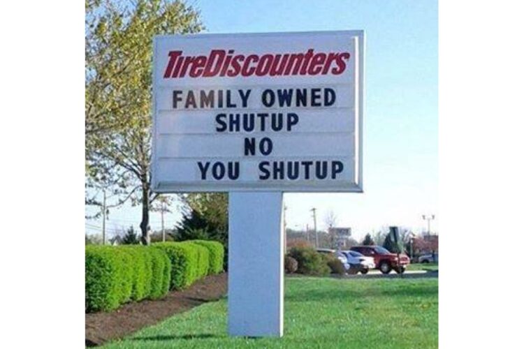 Funny Sign Family Owned Shutup