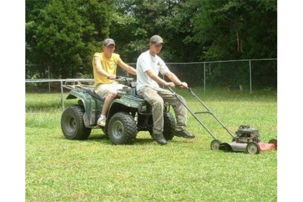 redneck riding lawnmower image