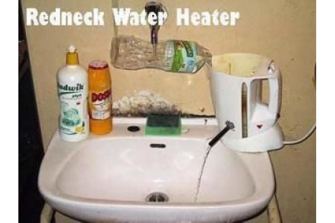 funny redneck water heater image
