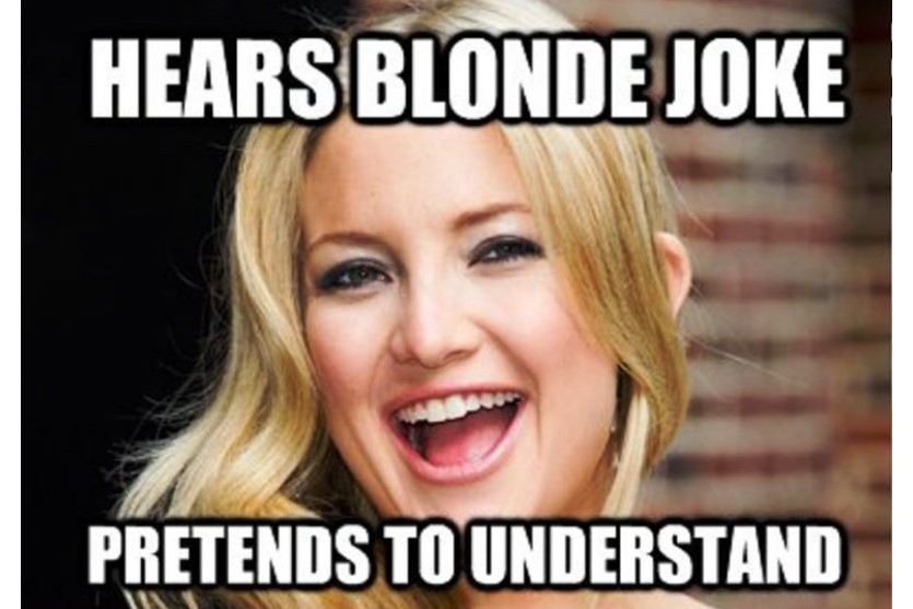 Blonde Jokes hears blonde joke pretends to understand funny image
