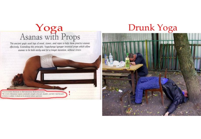Regular yoga versus drunk yoga image