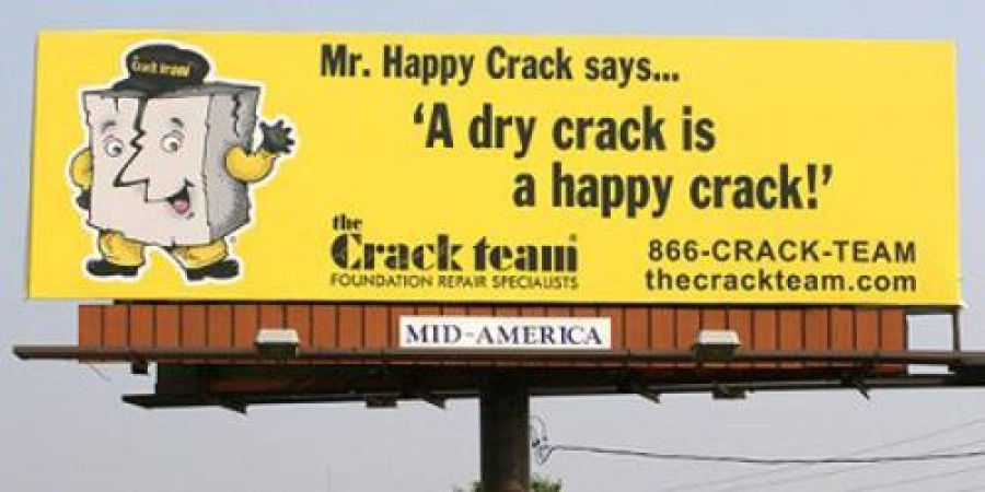 Mr. Happy Crack funny billboard sign