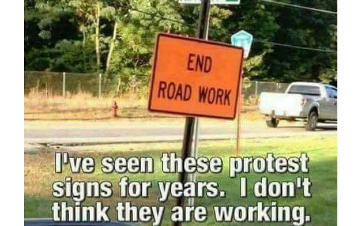 Funny end road work sign image
