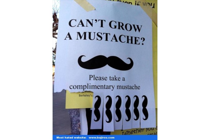Funny nonsense sign about mustaches