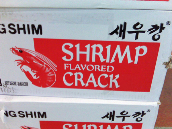 shrimp flavored crack image from shipping box