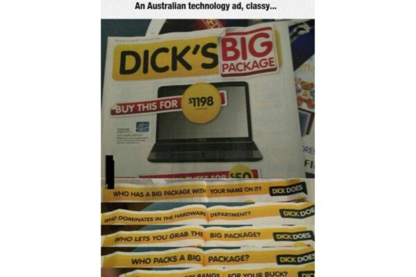 Dicks big package funny sign image