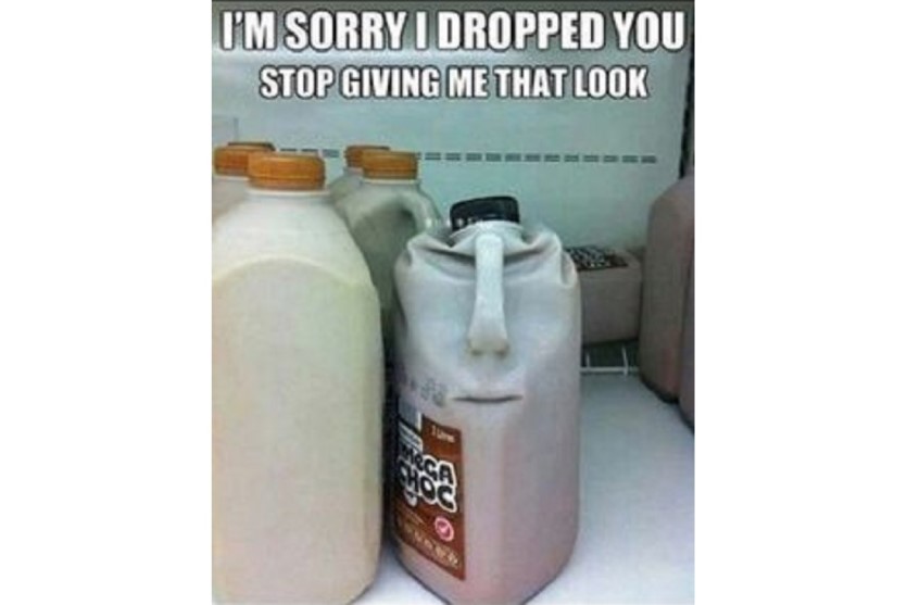 Sorry I dropped you mr. angry milk - a funny image