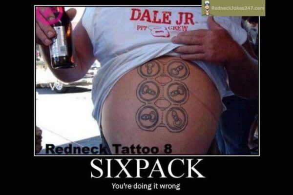 Funny Redneck Sixpack tattoo image