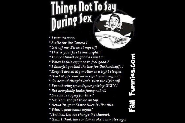 Things Not To Say During Sex funny image list