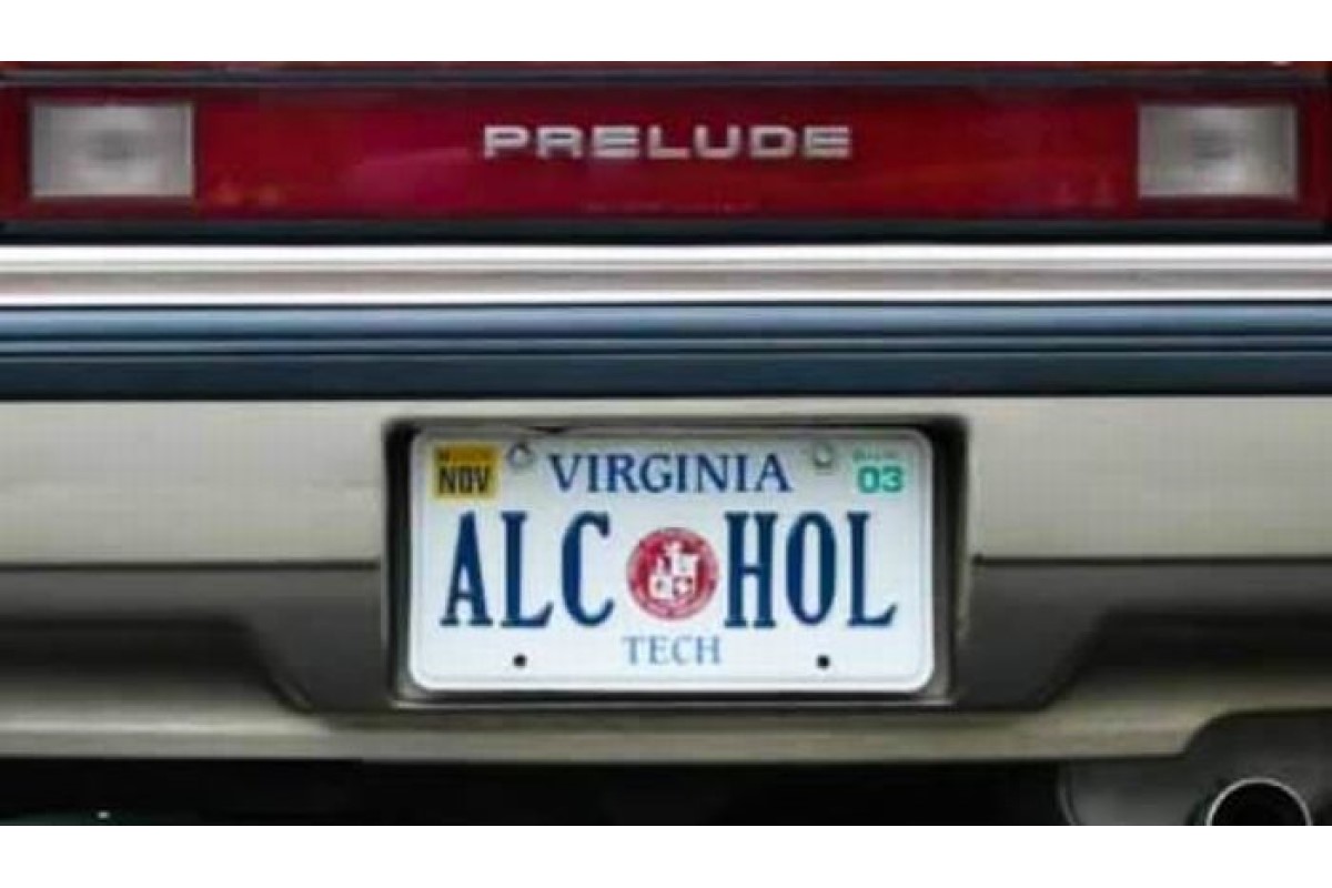 Virginia Alcohol license plate image