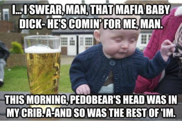 Drunk Baby on Mafia Baby funny image