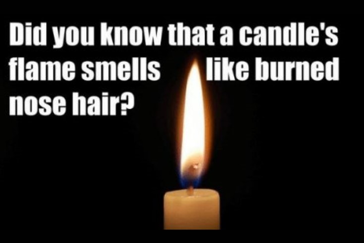 Funny meme says Candle’s Flame Smells Like burnt nose hair