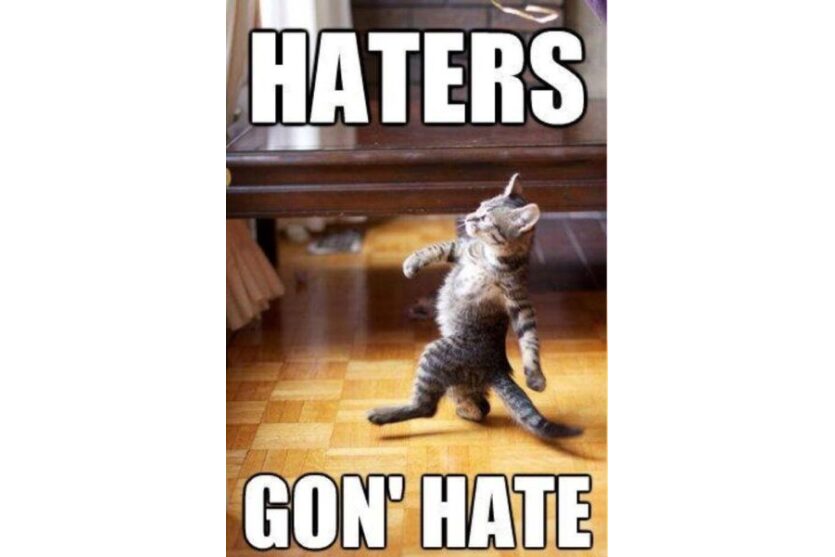 Haters Hate image with walking kitten