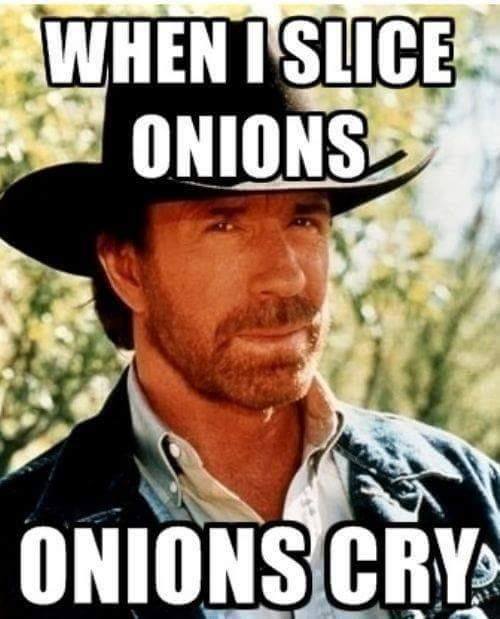 Chuck Norris makes onions cry image meme