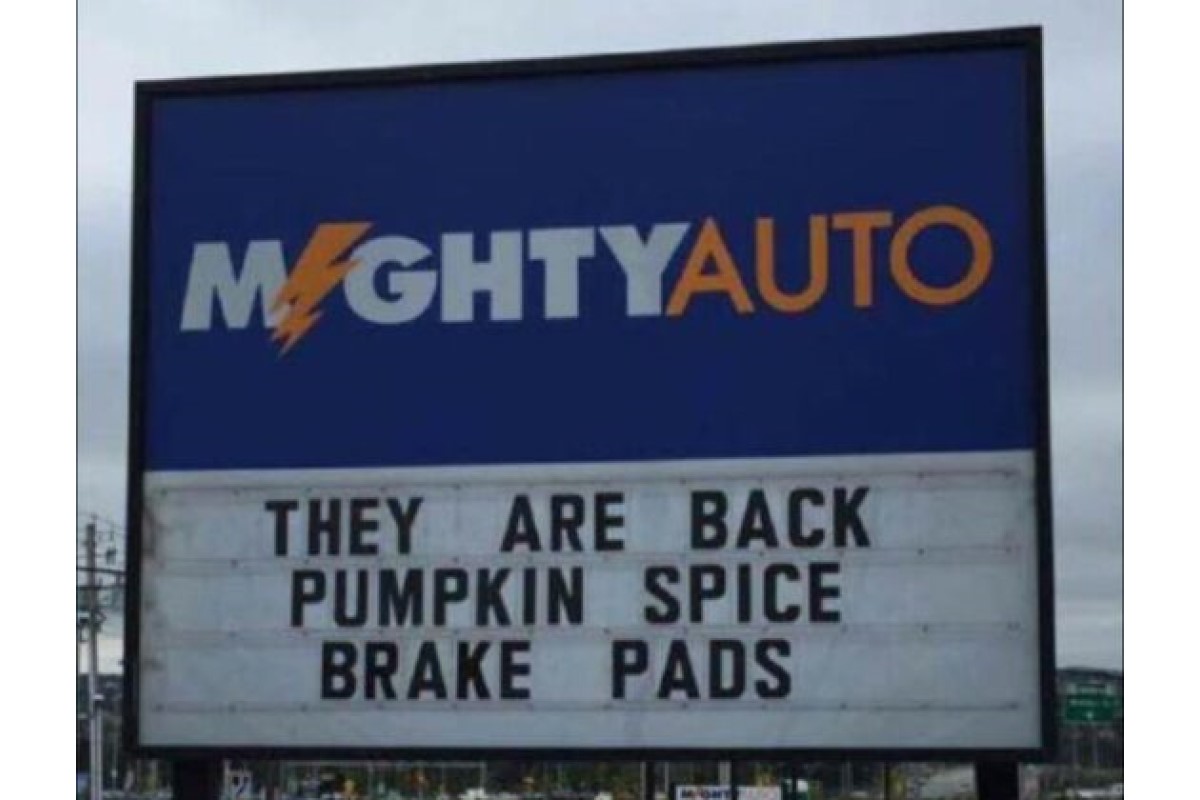 Mighty auto funny sign pumpkin spice