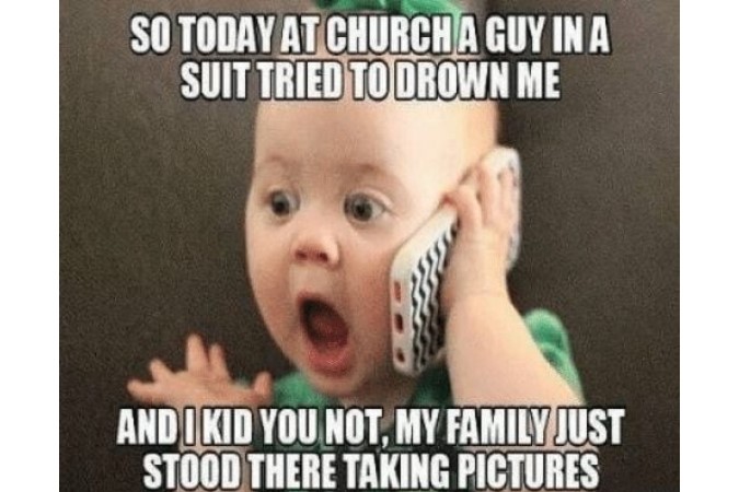 funny church baby baptism meme
