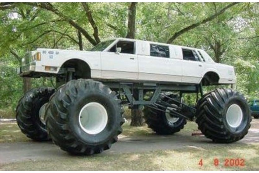 Funny redneck limo image with mudder tires