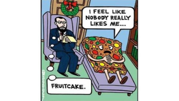 Funny christmas image no one likes fruitcake