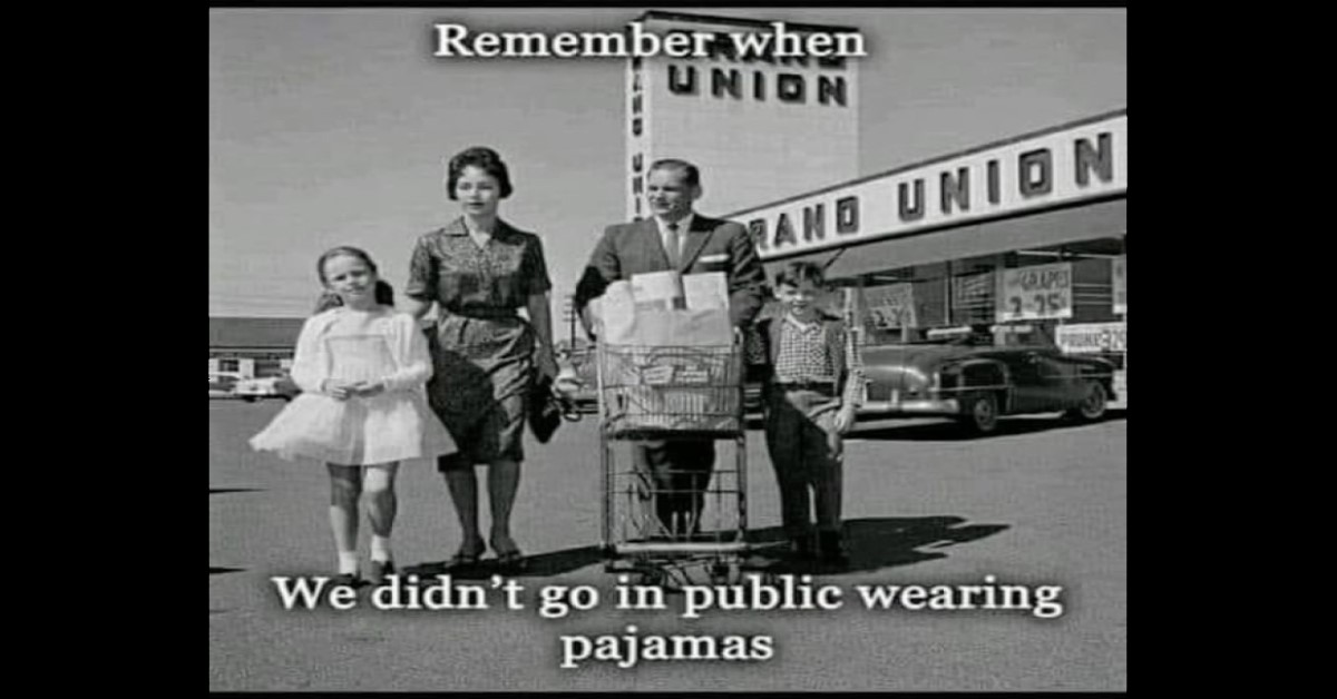 Pajamas in Public funny image of family dressed property at the grocery store Remember when that was weird