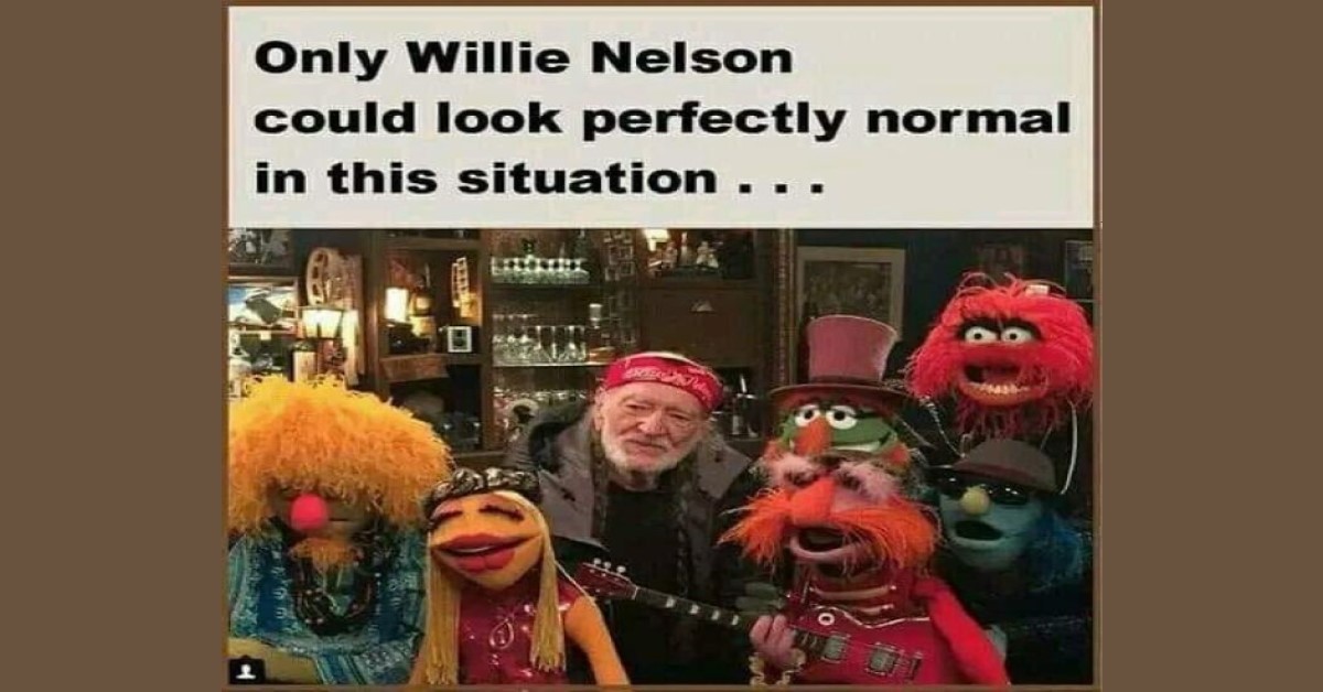 Willie Nelson looking normal in the midst of the muppets image