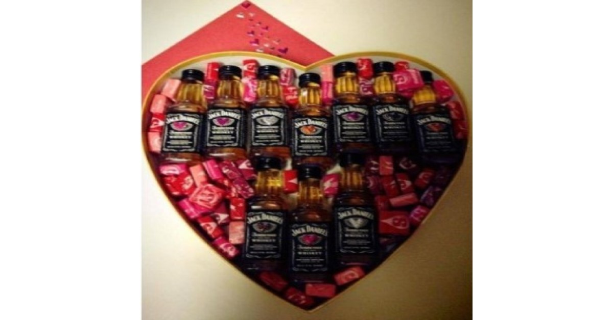 redneck gift box candy heart with jack daniels image