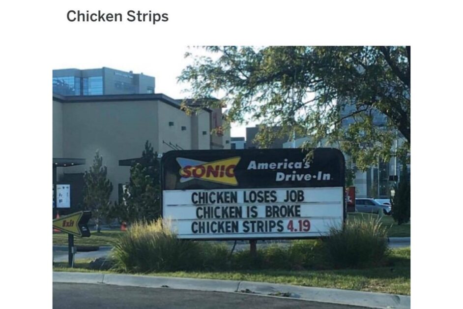 Sonic chicken strips - chicken lost it's job add times re tough image