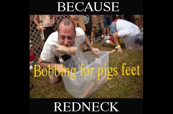 redneck bobbing for pigs feet image