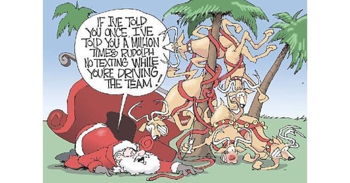 Rudolph and Santa Crash Texting and Driving image