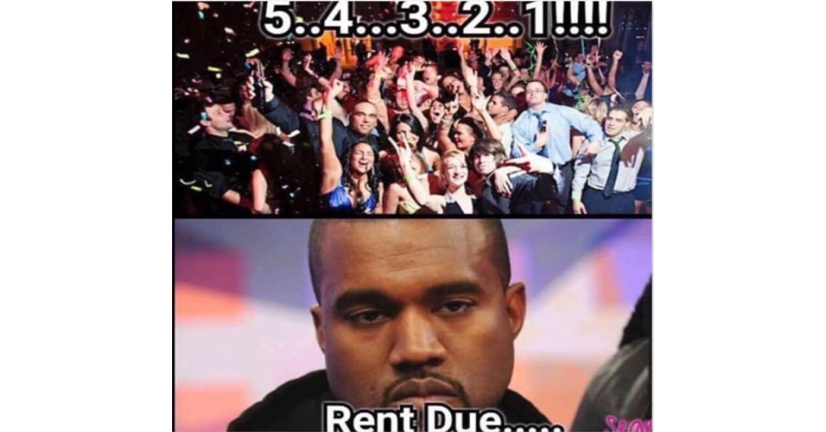 funny happy new year rent due downer image