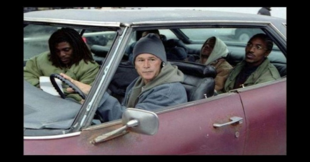 funny image of dubya's new life starting out as an og rapper after leaving the white house